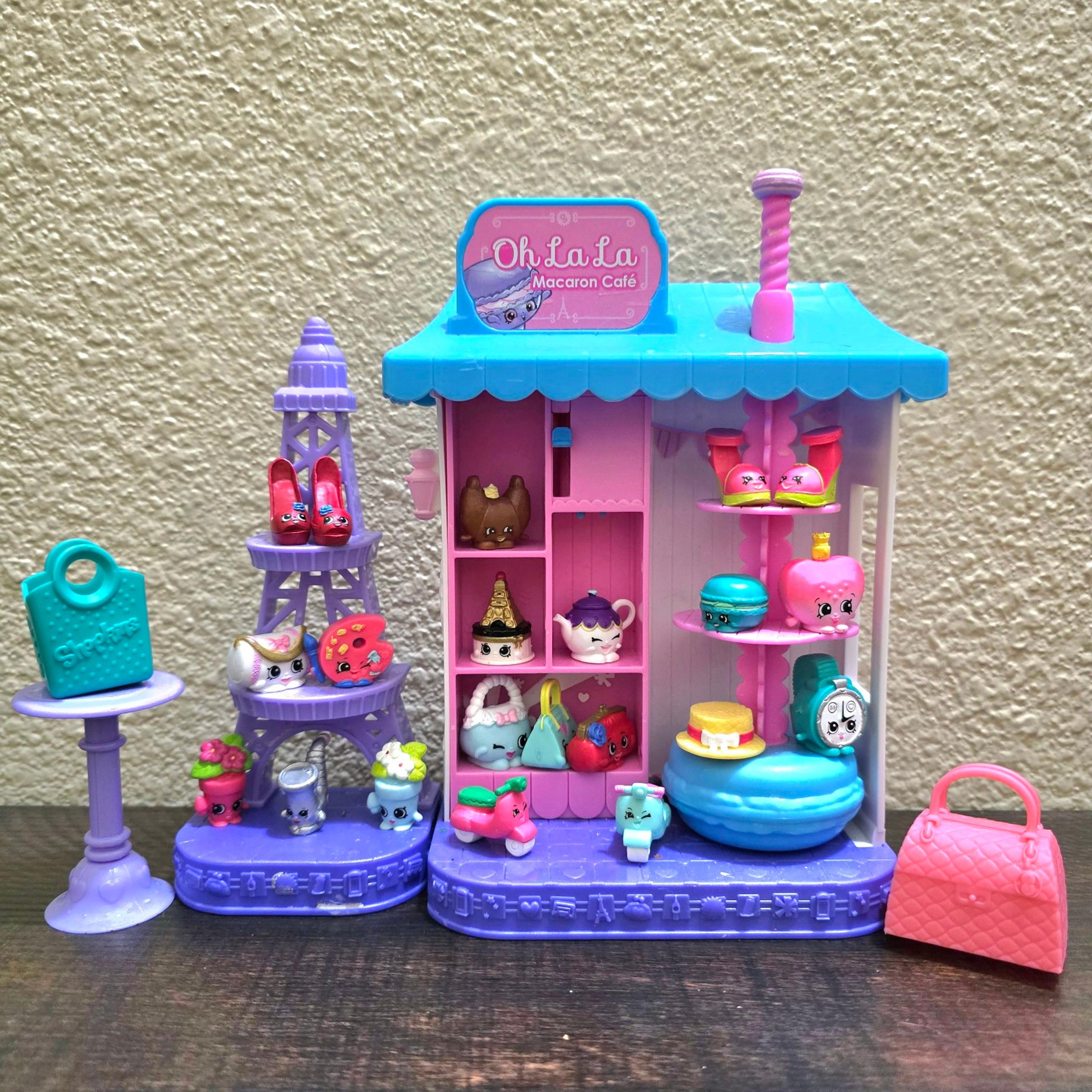 Shopkins Oh La La Macaron Café Playset With Accessories Toy Purple and Pink