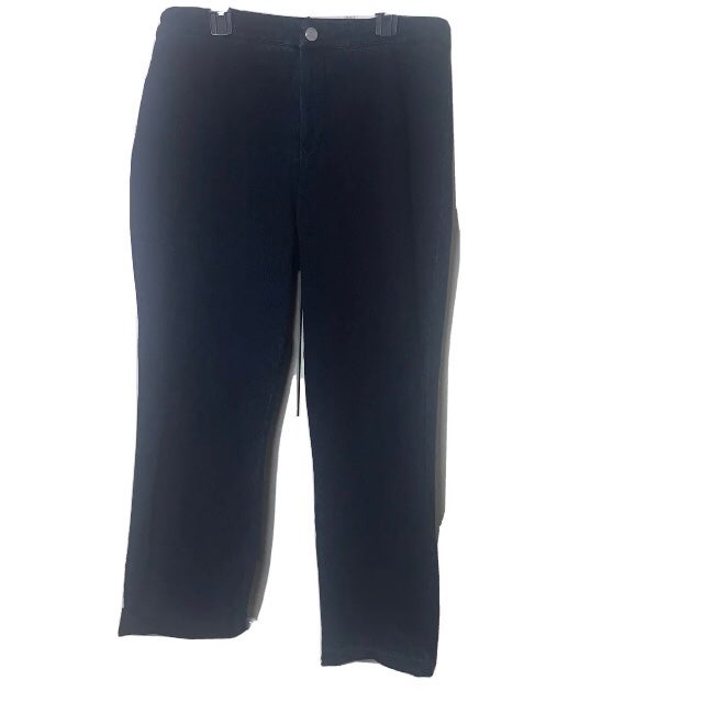 Lysse Denim Ankle Jeans Size Large Straight Leg Dark Wash Capri Cuff Hem Stretch