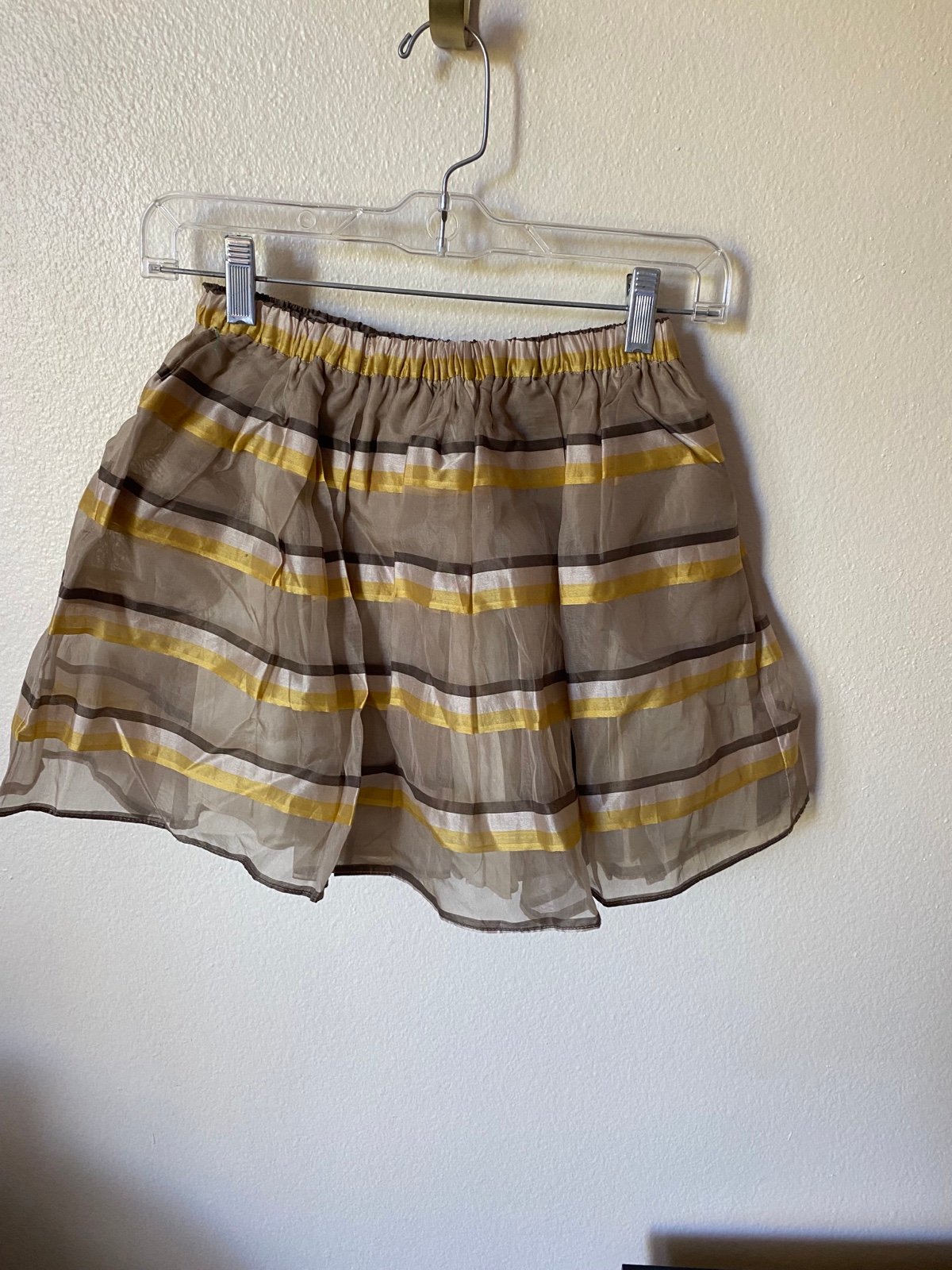 Tia Cibani Kids Skirt Elastic Waist in Yellow & Grey Size 5/6 Flowy Stripe