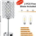 NEW Set of 2-Crystal Table Lamp with USB (LED Bulb Included)