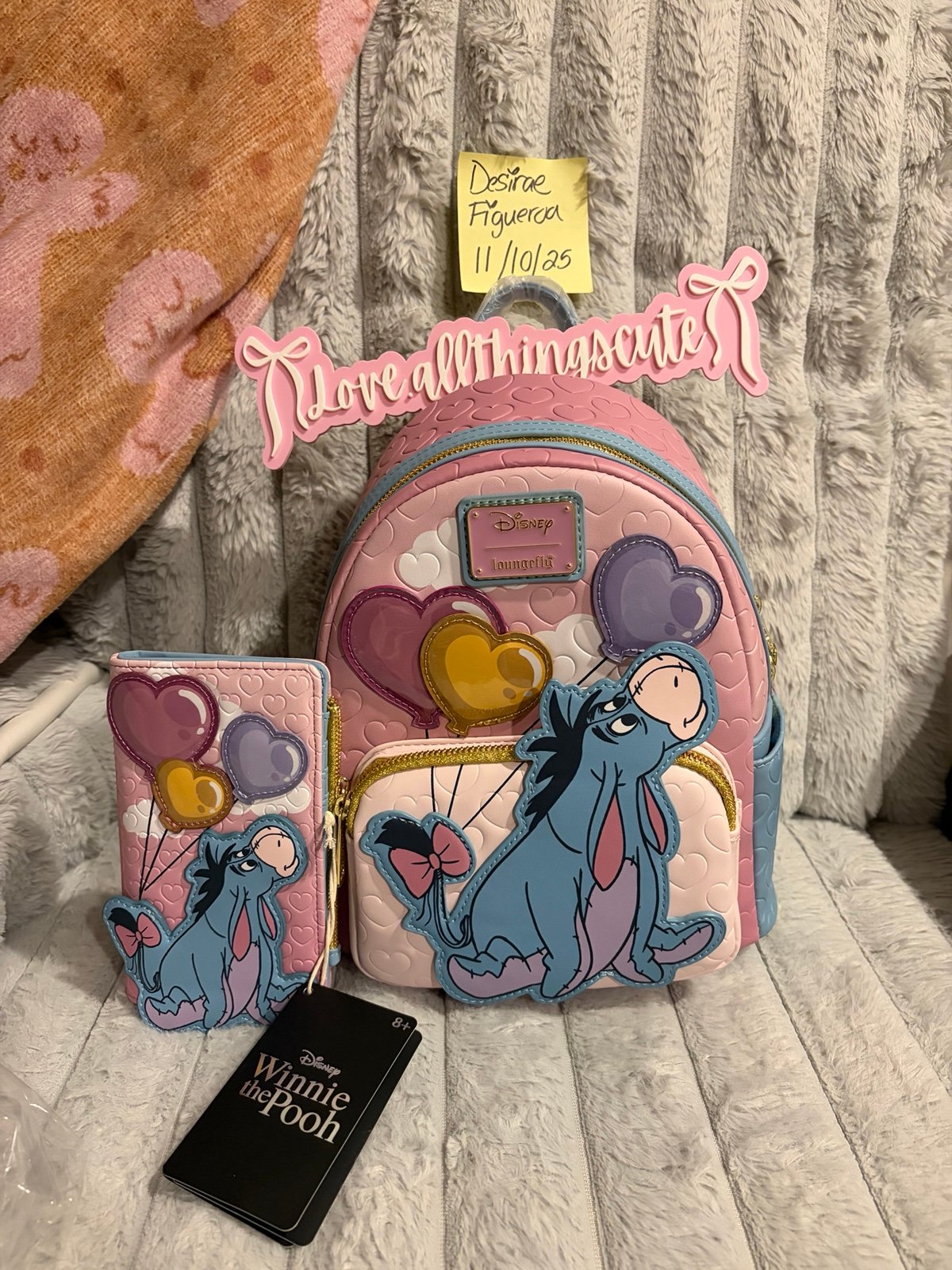 Loungefly Disney Winnie the Pooh Eeyore Balloons Mini Backpack & Wallet Set NWT