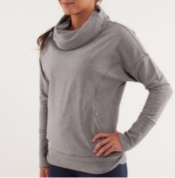 Lululemon Grey Heather Cowl Casual Athletic Workout Pullover