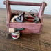 Vintage Figi carpenter Workshop Box Figurine Trinket Box with Lid tools