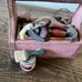 Vintage Figi carpenter Workshop Box Figurine Trinket Box with Lid tools