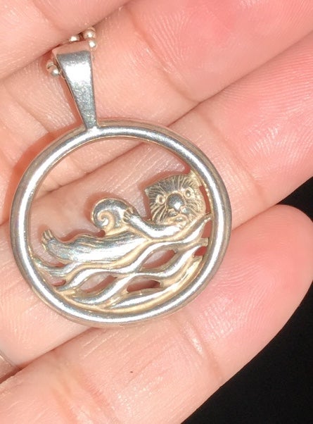 Vintage Kabana sterling silver Hawaiian Sea ocean life pendant necklace