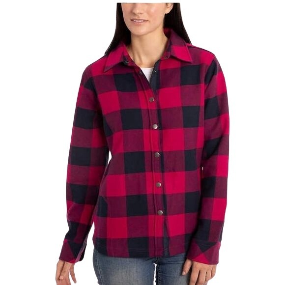 Orvis Womens Red & Black Buffalo Plaid Button-Up Shirt Jacket M