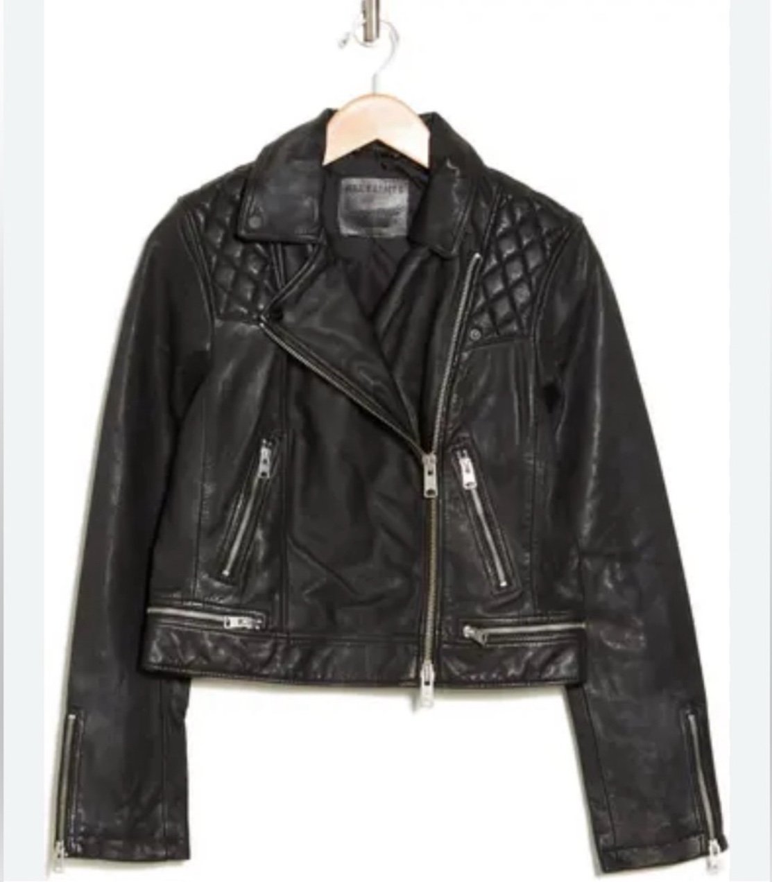 NWT AllSaints Conroy Leather Moto Jacket US 4 Lamb Leather