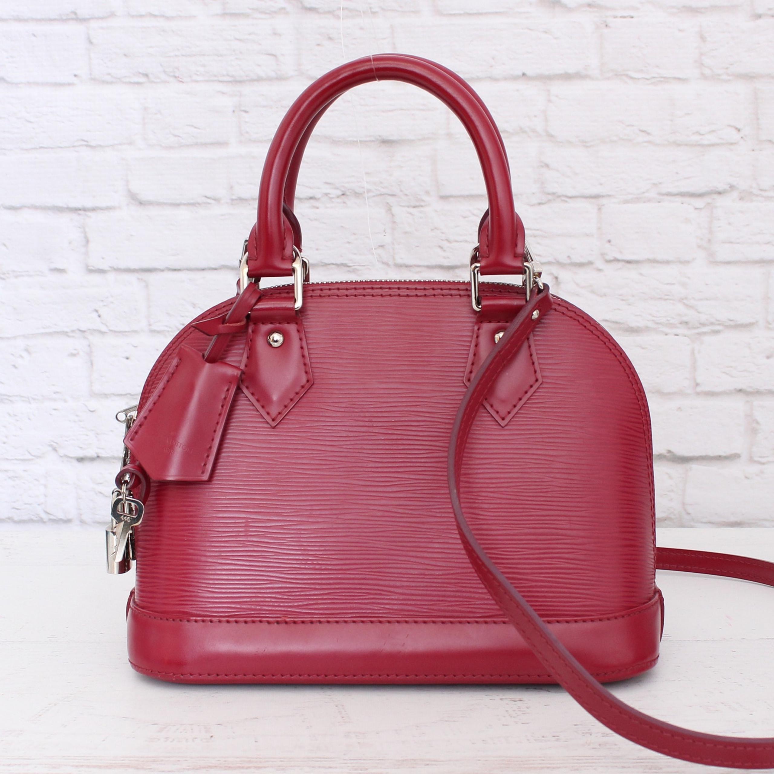 Louis Vuitton Alma BB Purple Epi Crossbody Leather Satchel Handbag A2237