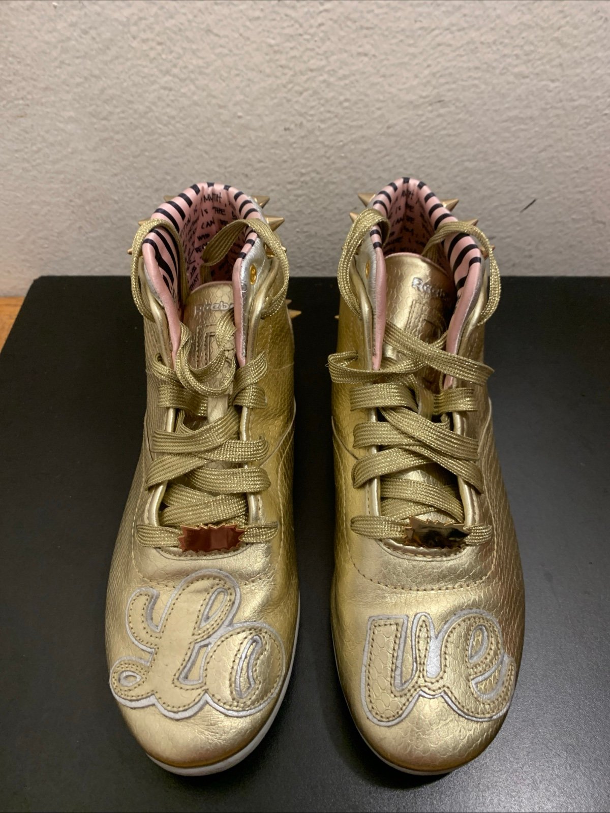 Reebok x Melody Ehsani Betwixt Gold Spike LOVE Reebok Women Size 9.5