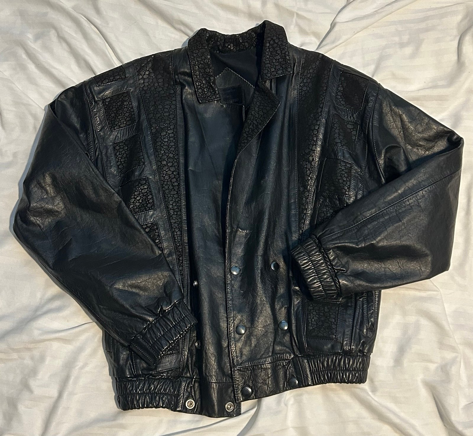 Vintage Black Leather Jacket - S