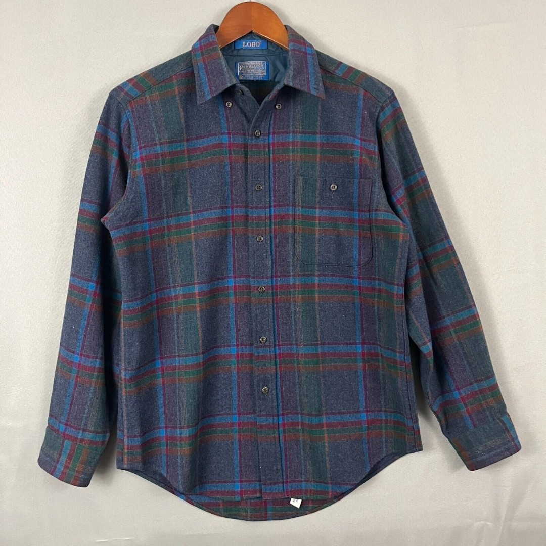Lobo By Pendleton Flannel Shirt Men's Medium Multicolor Wool Plaid Button-Down