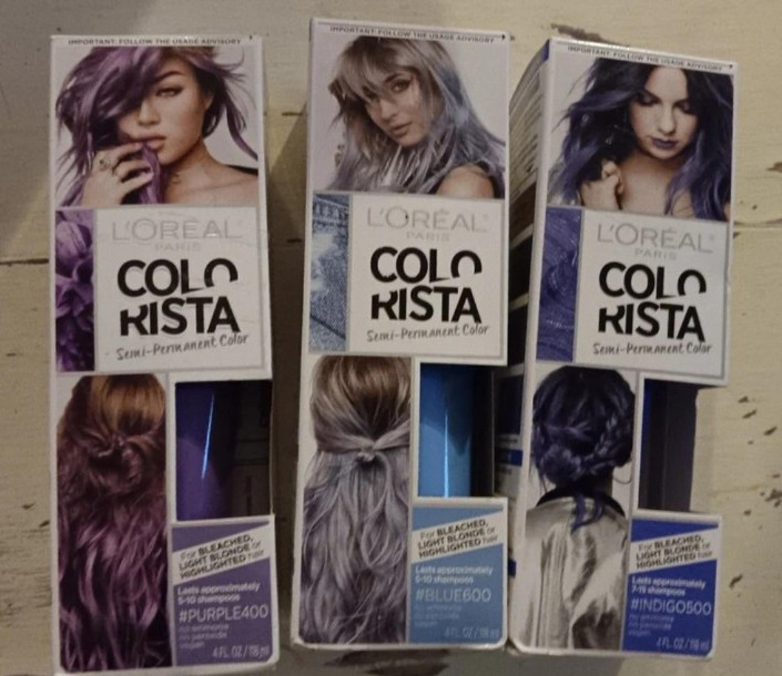 3pc Set L'Oreal Colorista Semi-Permanent Hair Color Purple, blue,undigo New