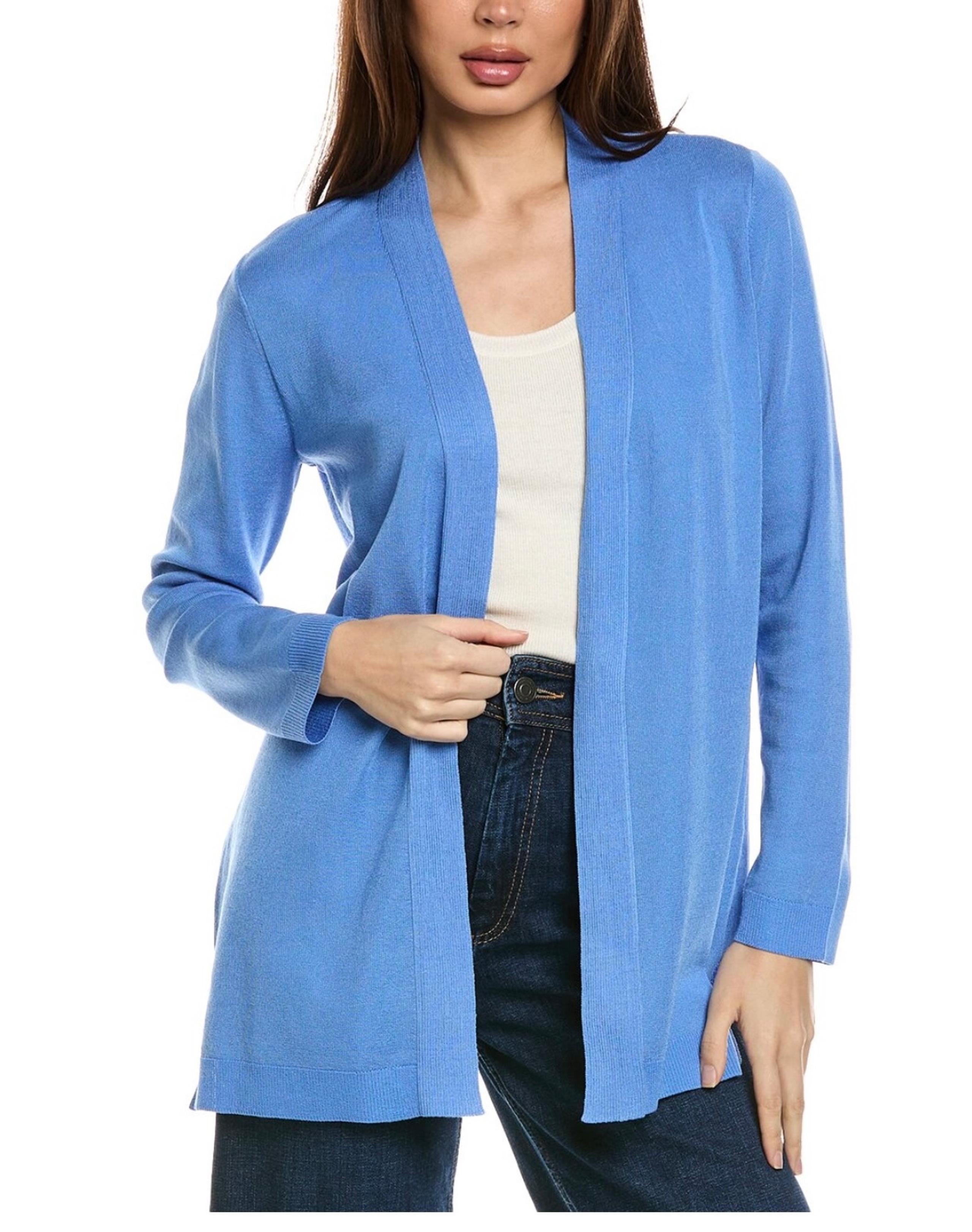 NWT Jones New York Women’s Petite Collarless Open Front Long-sleeve Cardigan