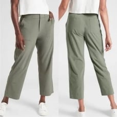 Athleta Tribeca Utility Crop Green Army Pants Women Size 4