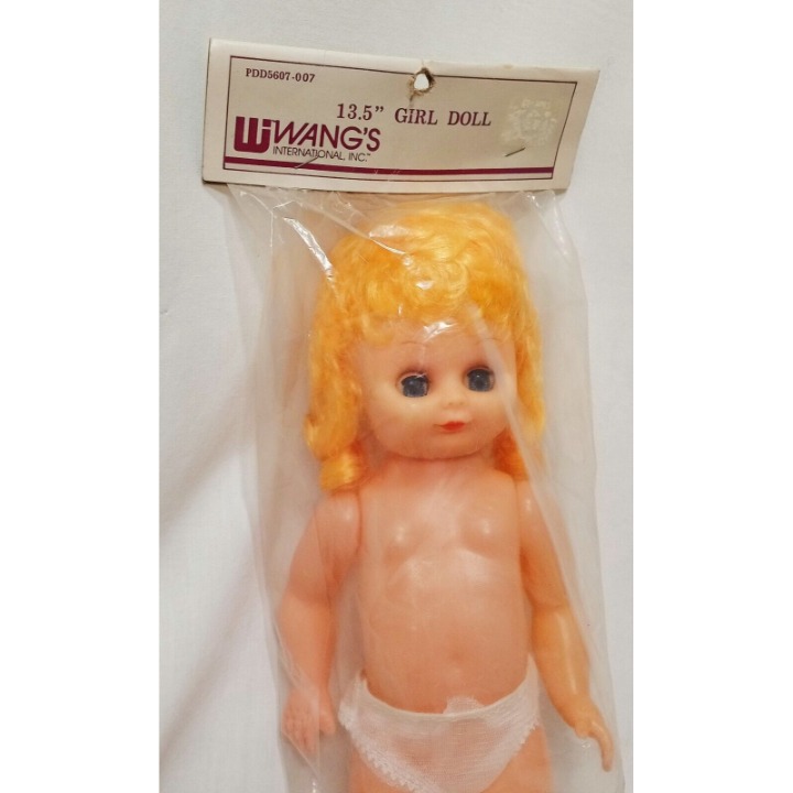 Girl Doll Body Blond Yellow Hair 13.5 Caucasian New Blue Eyes Open Close Wangs