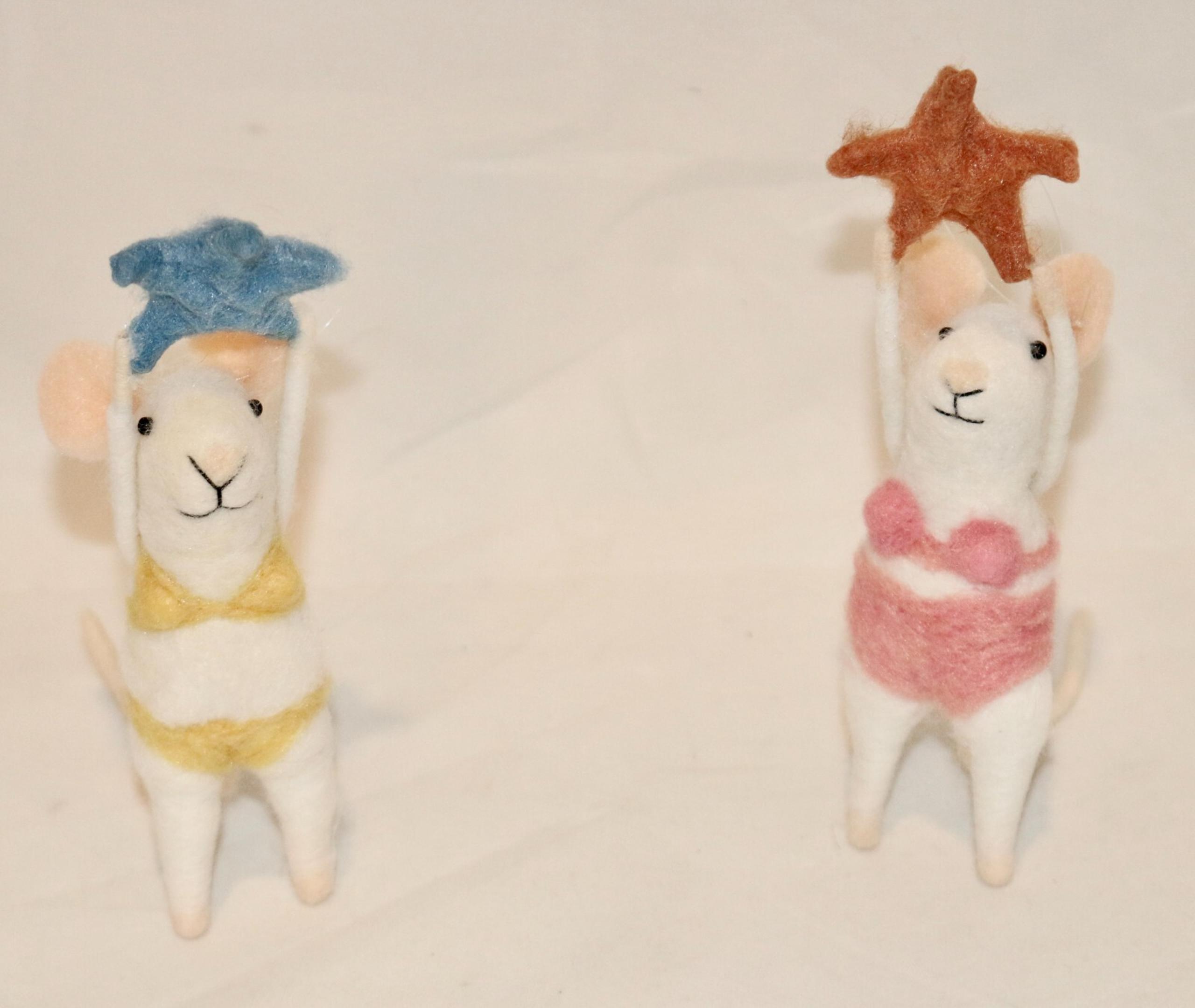 Primitives by Kathy Felt Starfish Mouse Set 2 Critter Beach House Decor Ornament