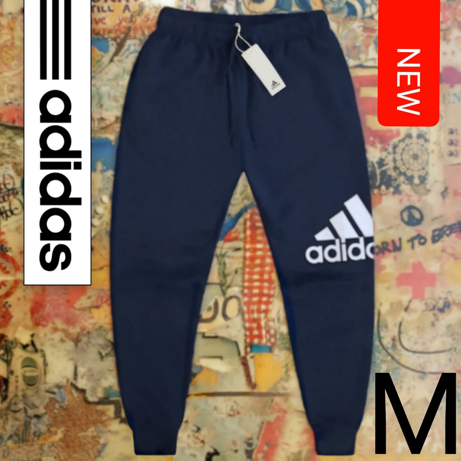 60 New Adidas Mens Big Logo Fleece Favorites Joggers / Sweatpants! M