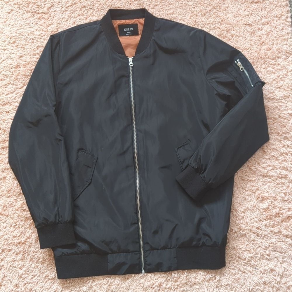 Active USA Black Bomber Zip Up Casual Outdoor Men's Jacket M