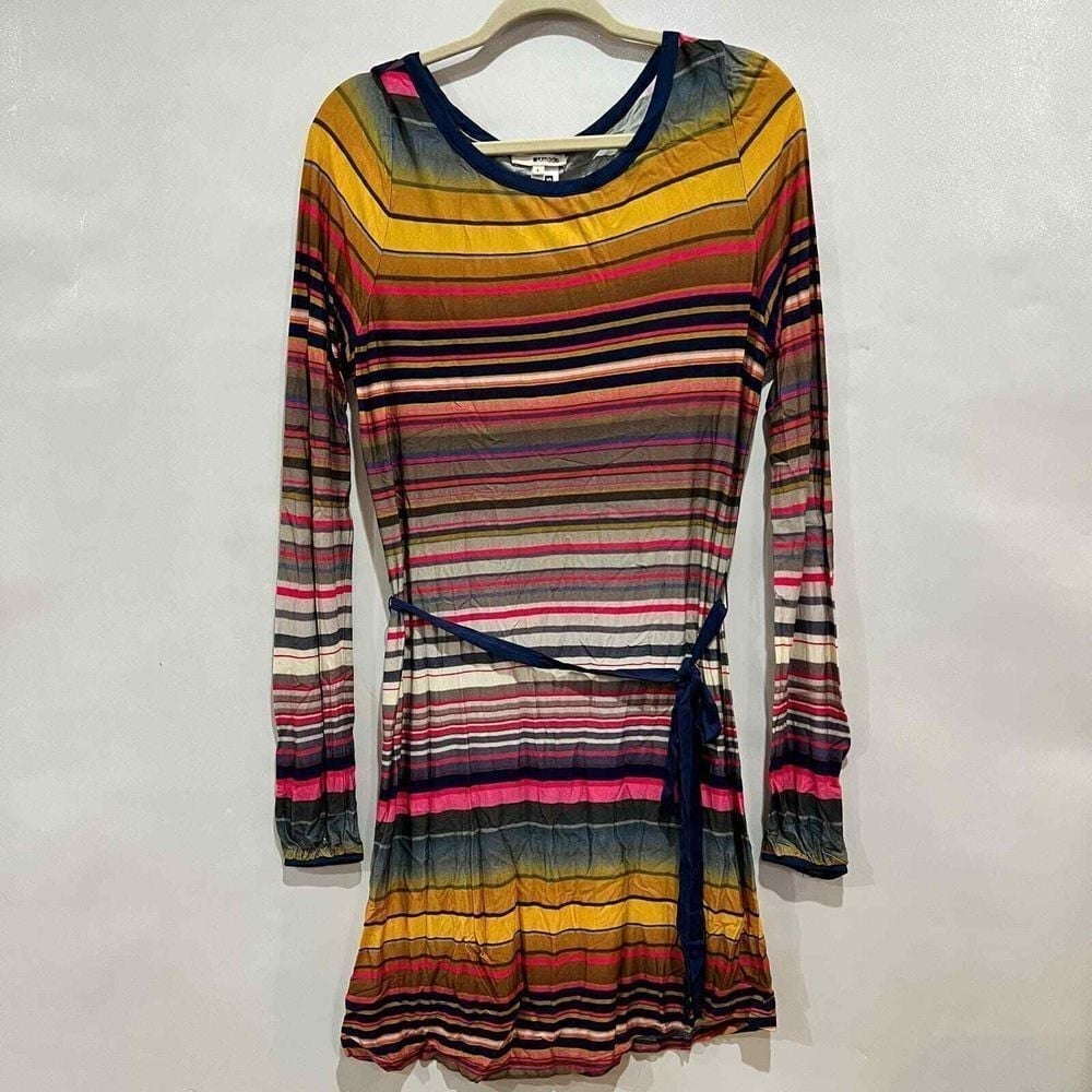 LAmade Womens Dress Size Small Colorful Striped Long Sleeve Boho Chic Casual