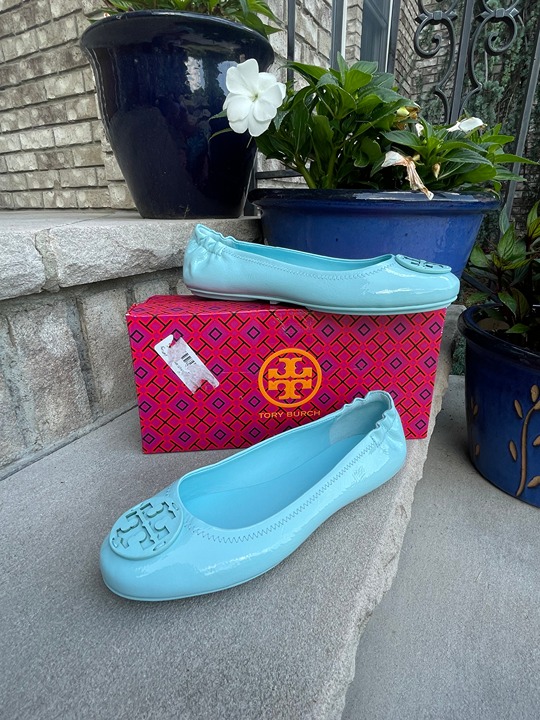 NIB TORY BURCH MINI TRAVEL BALLET WITH LOGO 8 Women's Loafer Flat Shoe…