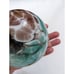 Large 4” Hand Blown Art Glass Ball Ornament Blue Brown Handmade