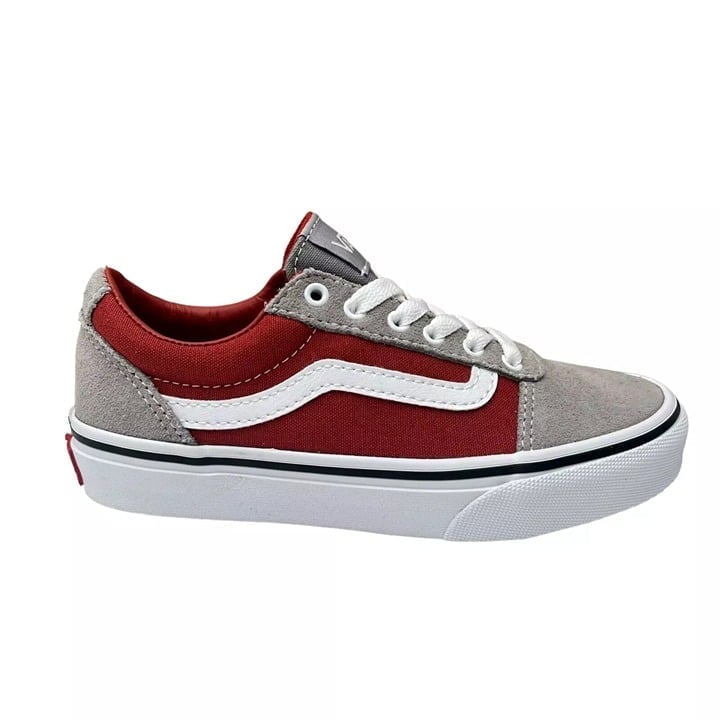 Vans Ward Little Boy's Suede Casual Sneakers Size 13 Gray Burgundy Classic Style
