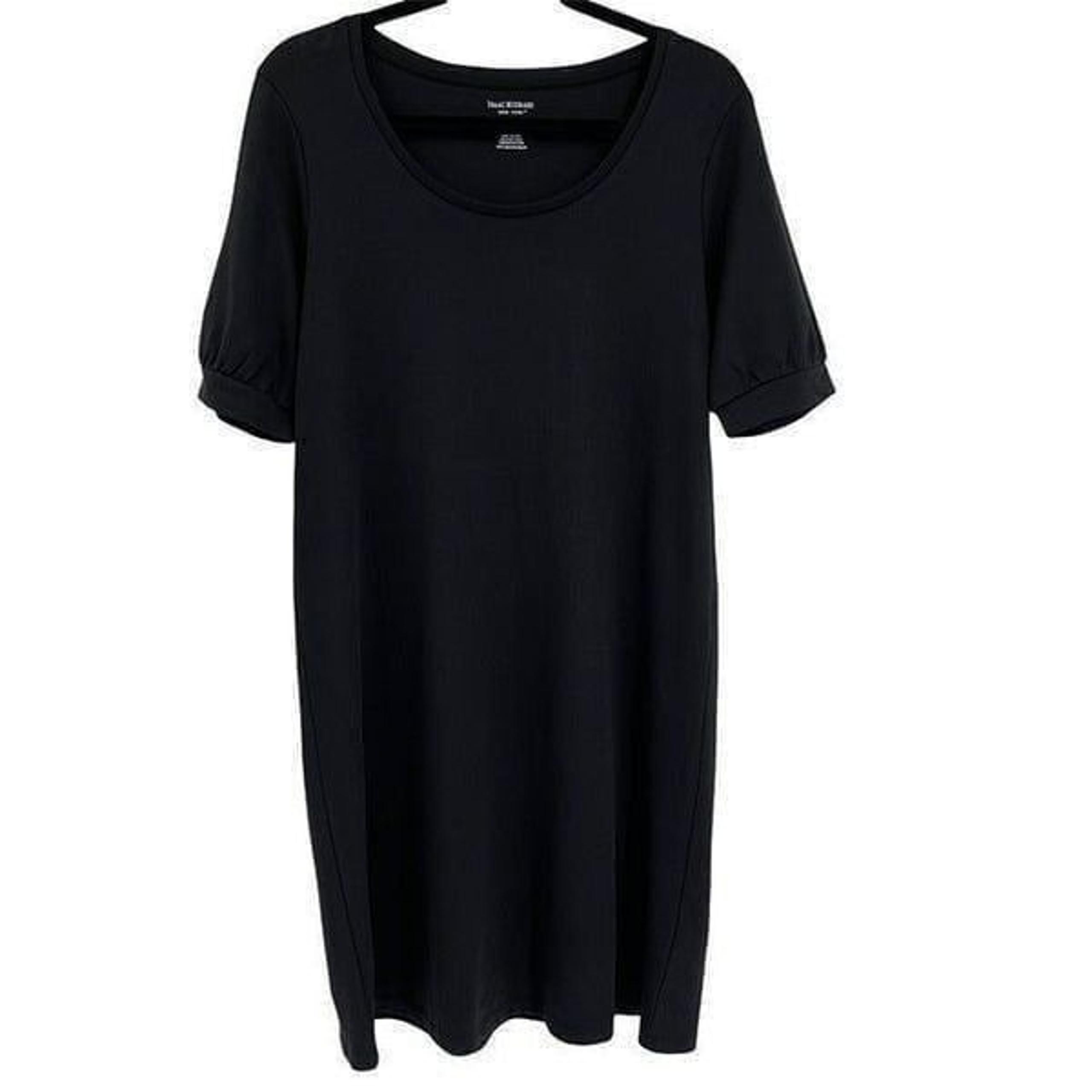 Isaac Mizrahi Black 100% Cotton Knee Length Sheath Dress Scoop Neck Small