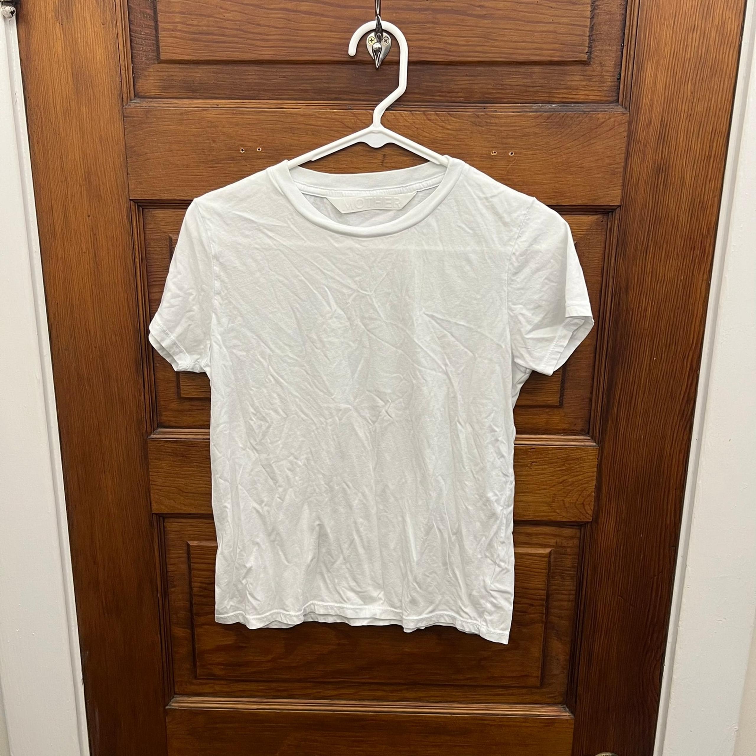 Mother Denim sz S The Lil Goodie Goodie Bright White Women's Tee T Shirt $85