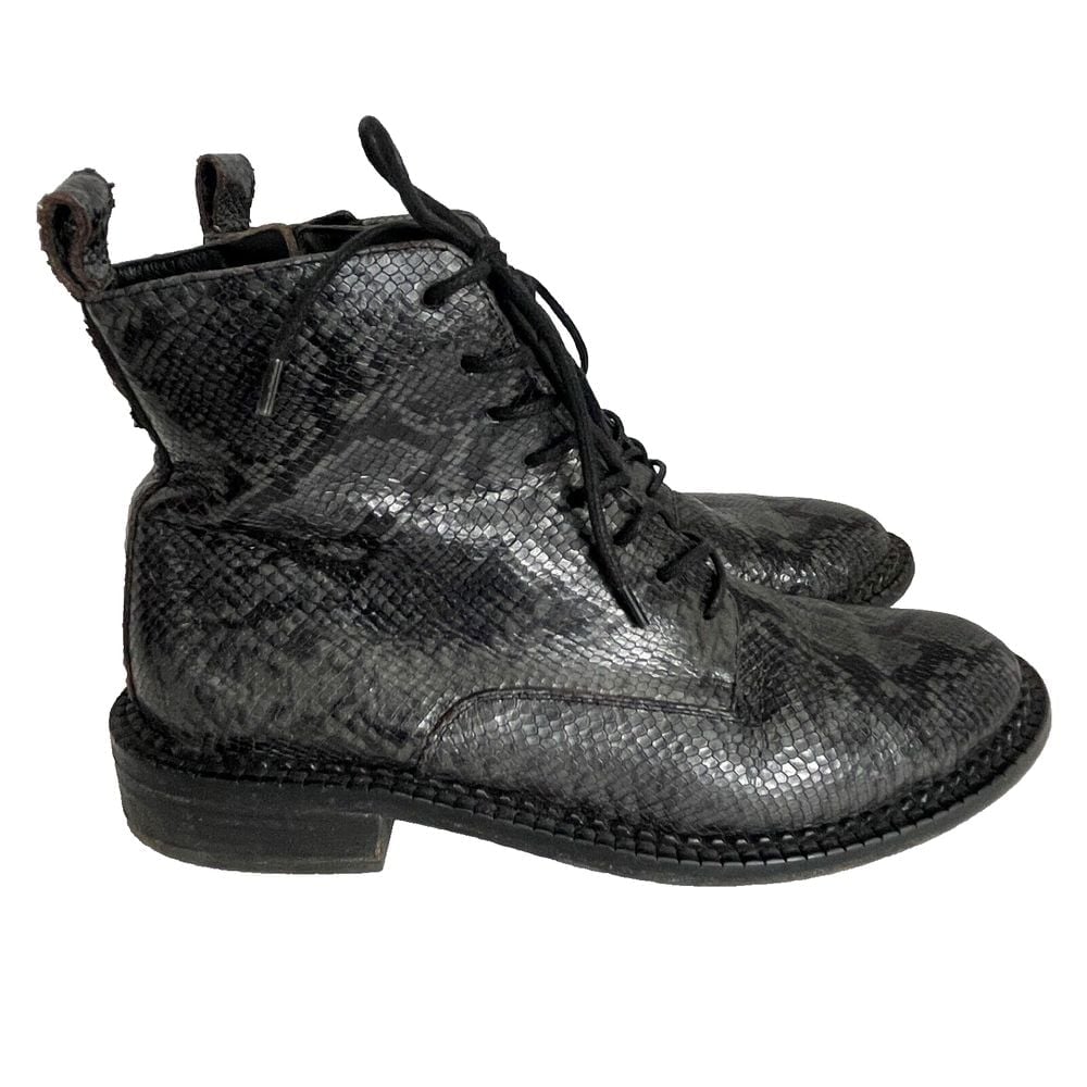 Vince Cabria Boots Bootie Size 6.5 Lace Up Python Snake Leather Italy RARE 395