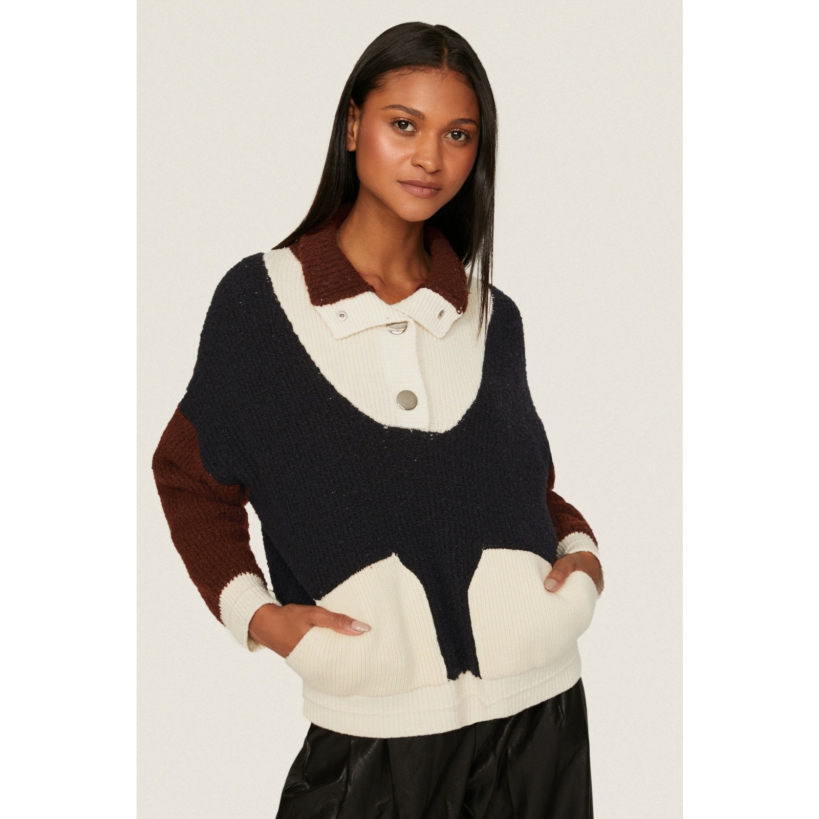 ba&sh Benji Colorblock Knit Wool Blend Pullover Sweater Size Small