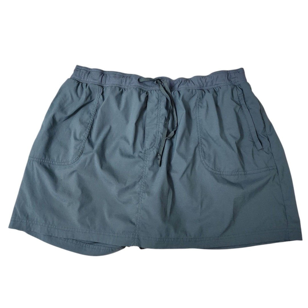 LL Bean Camp Vista Skort Womens 3XL Teal Blue Elastic Waist Stretch Outdoor