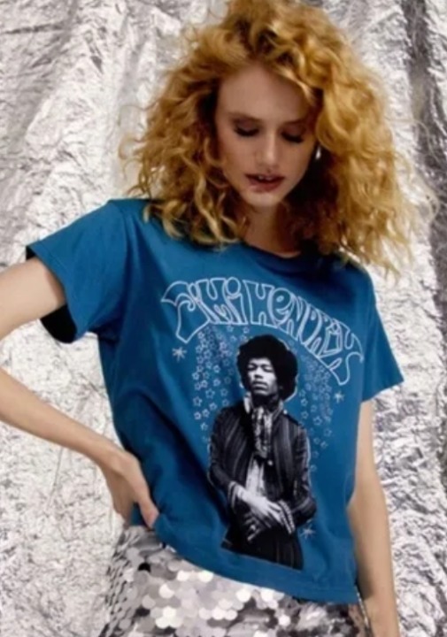 Daydreamer Jimi Hendrix Solo Tee In Dark Teal