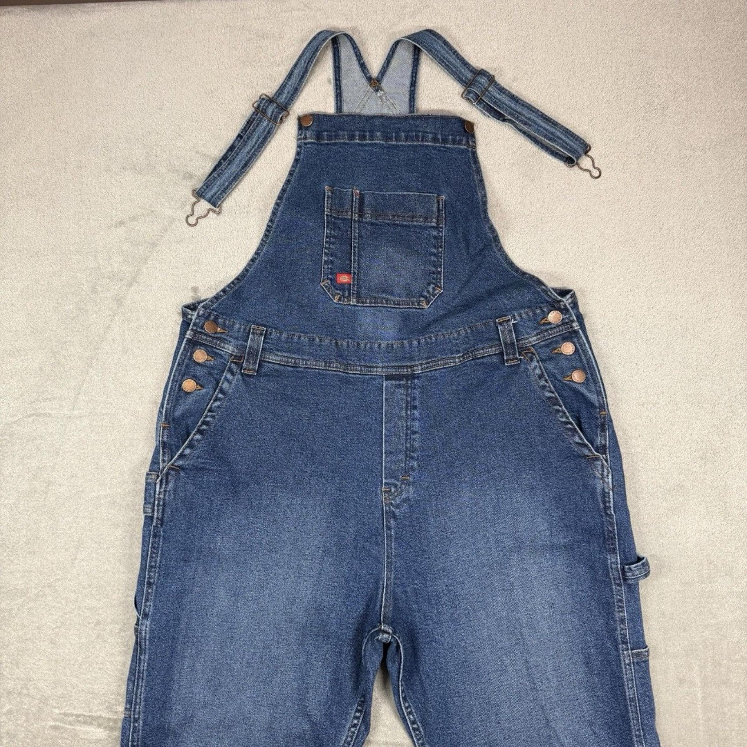 Dickies Overalls Men’s XL 40x30 Blue Denim Workwear Cotton Cargo Logo