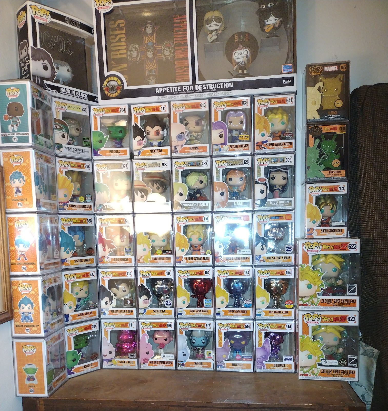 DBZ Funko pop lot of 42. Plus, 33 hard acrylic Funko pop cases.
