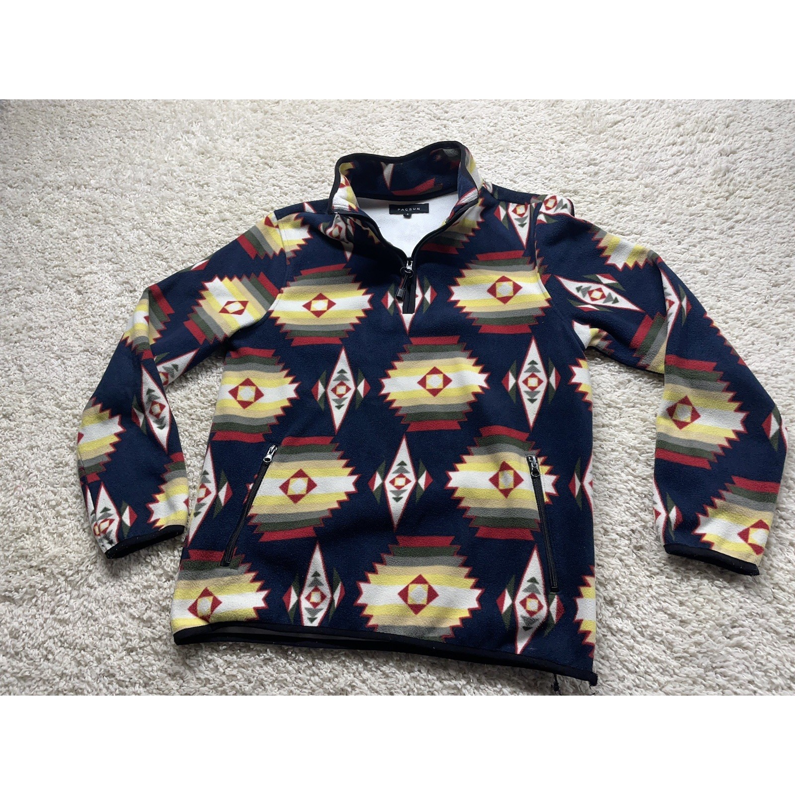 Pacsun 1/4 Zip Fleece Pullover Aztec Print Men's Size Small