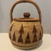 Vintage Papua New Guinea Round Hand Woven Buka Basket W/Lid And Handle