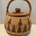 Vintage Papua New Guinea Round Hand Woven Buka Basket W/Lid And Handle