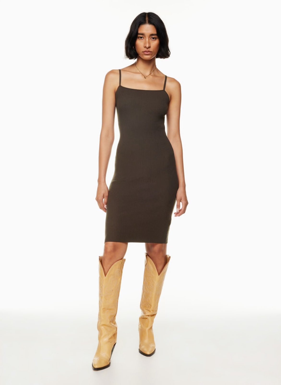 NWOT Aritzia Wilfred Cusack Dress Rich Mocha Brown Size Medium