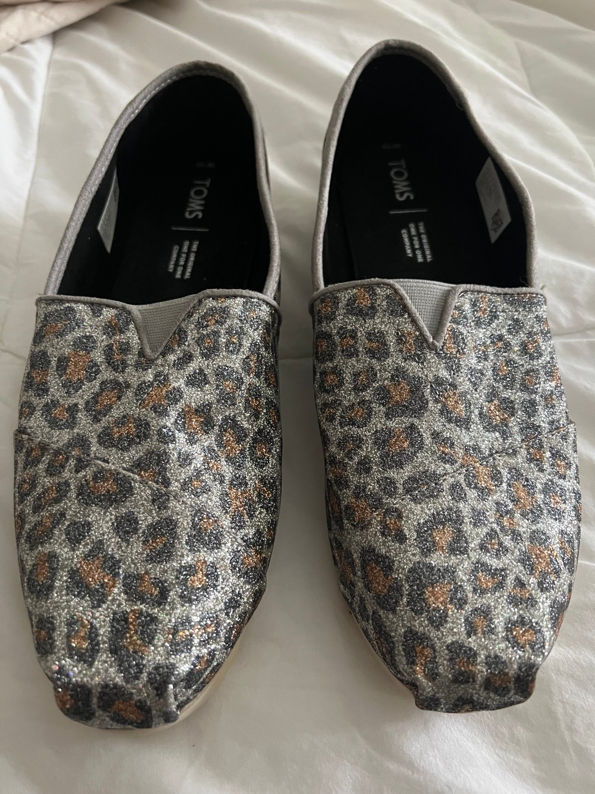 Toms Silver Glitter Print Shoes