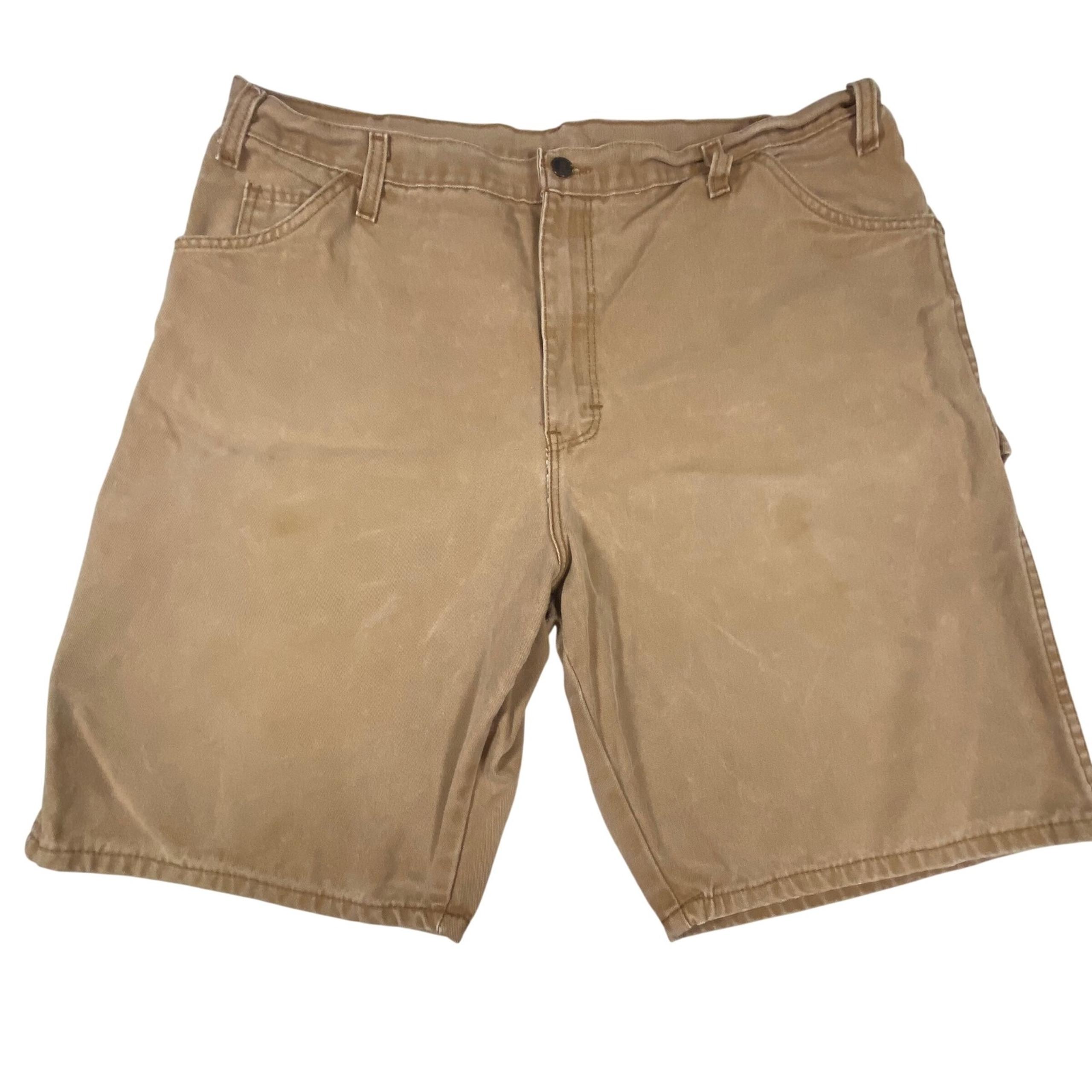 Dickies Duck Canvas Carpenter Shorts Men's 40x10 Brown Relaxed Fit Distressed