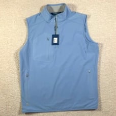 Peter Millar Thams Light Blue Flex Adapt Half-Zip Pullover Vest Sz Medium NWT