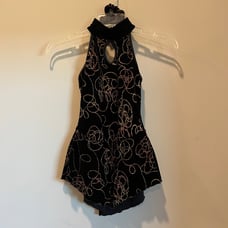 Figure Skating Black Velvet Gold Swirl Dress