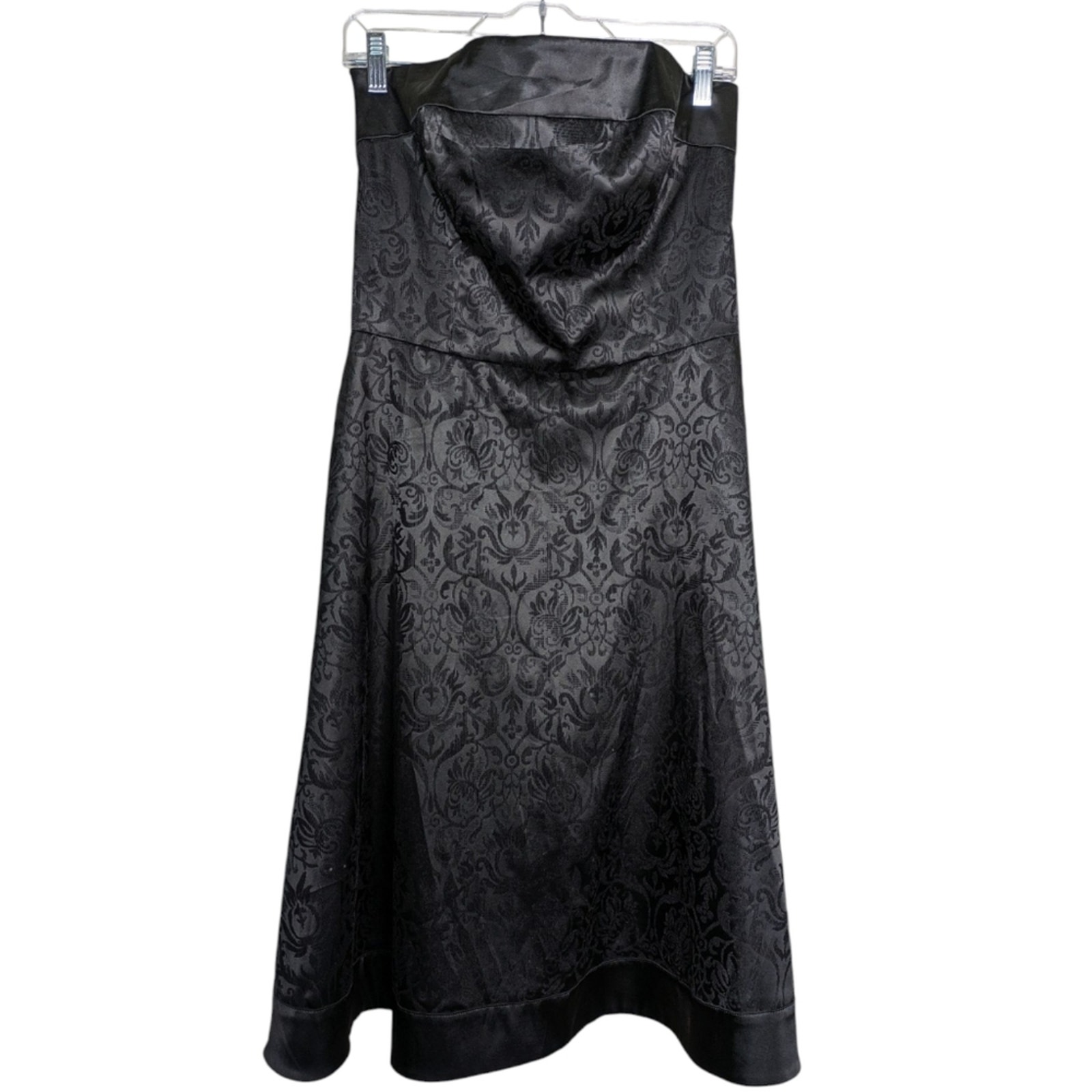 White House Black Market Dress Womens 10 Black Strapless Velvet Burnout Witchy