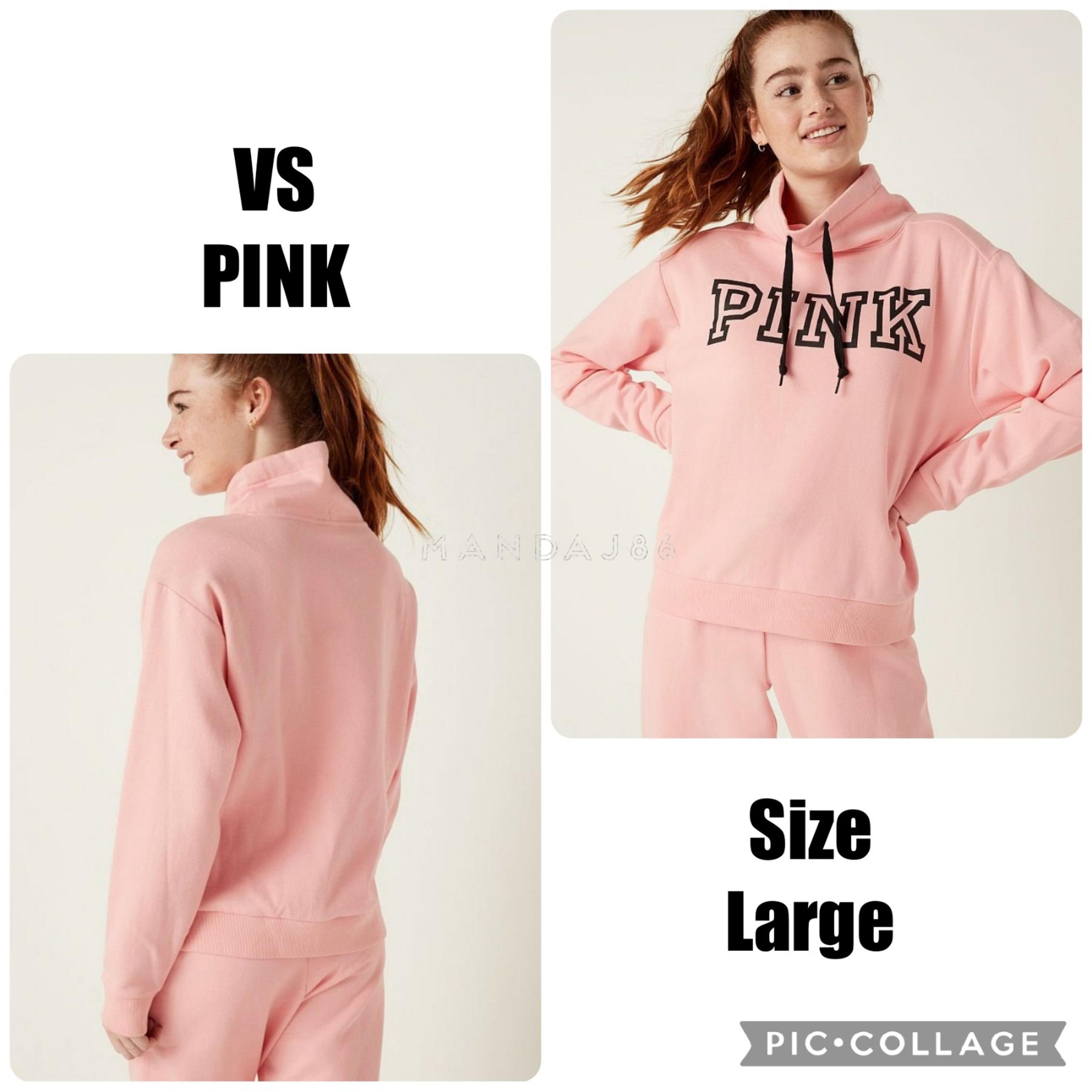 VS PINK Rosey Nectarine Everyday Lounge Cowl Neck Pullover Oversized Large NEW