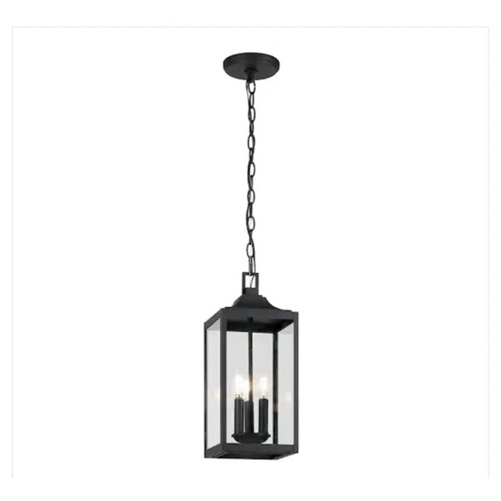 Havenridge 3-Light Matte Black Outdoor Hanging Pendant Light (1-Pack)
