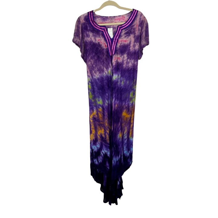 NWT Advance Apparels Womens One Size High Low Asymmetrical Maxi Dress Split Neck