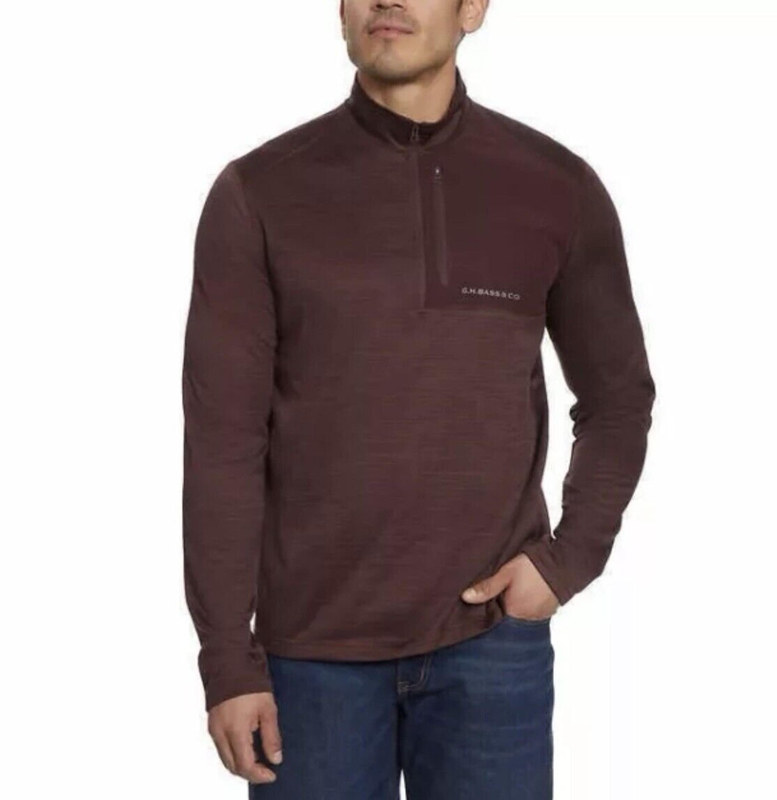 G.H. Bass & Co Mixed Media 1/4 Zip Pullover, Soft, Red, Men's XL, NEW