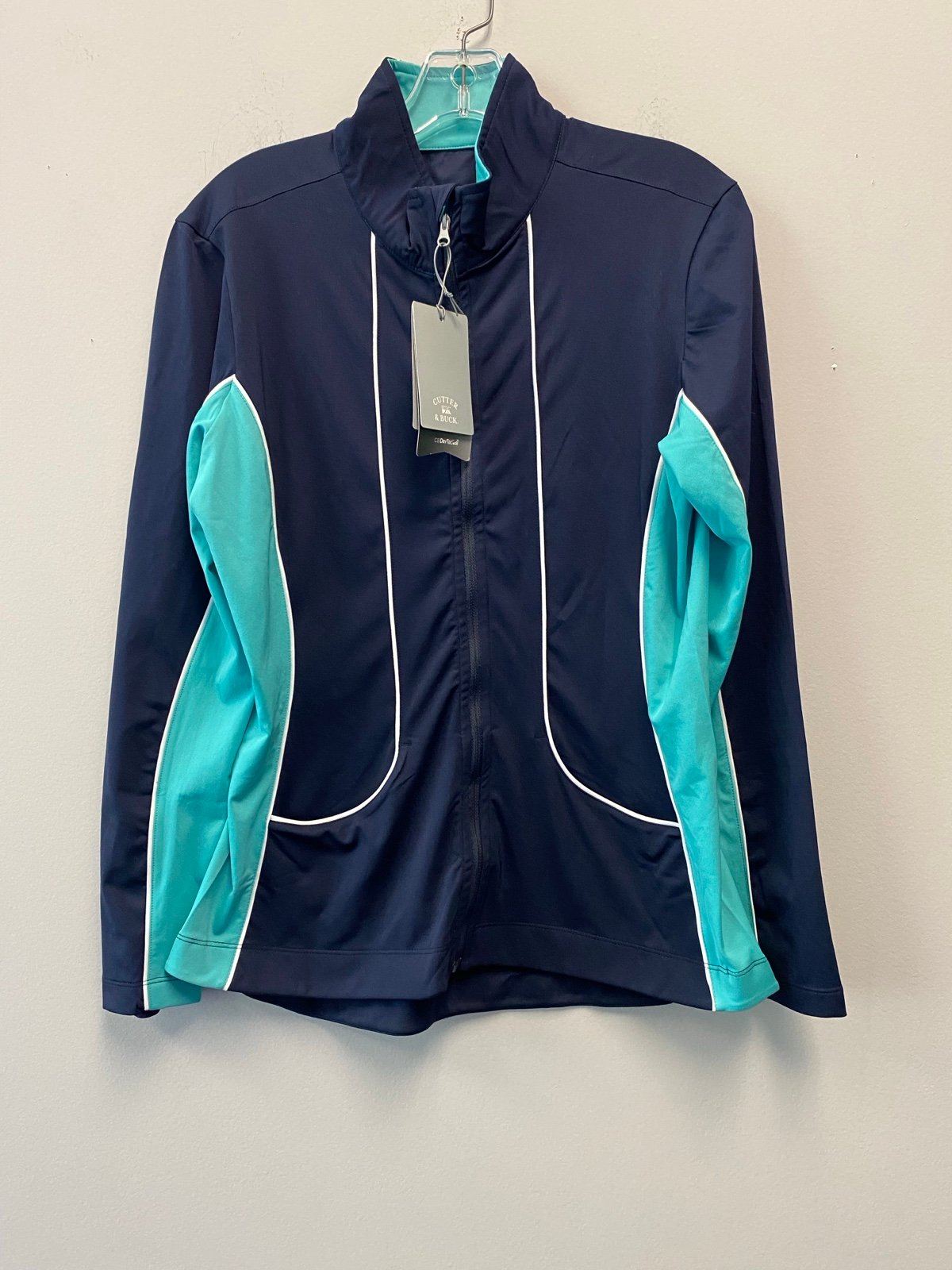 Cutter & Buck DryTec Performance Golf Navy Aqua Blue Jacket—Women’s Medium