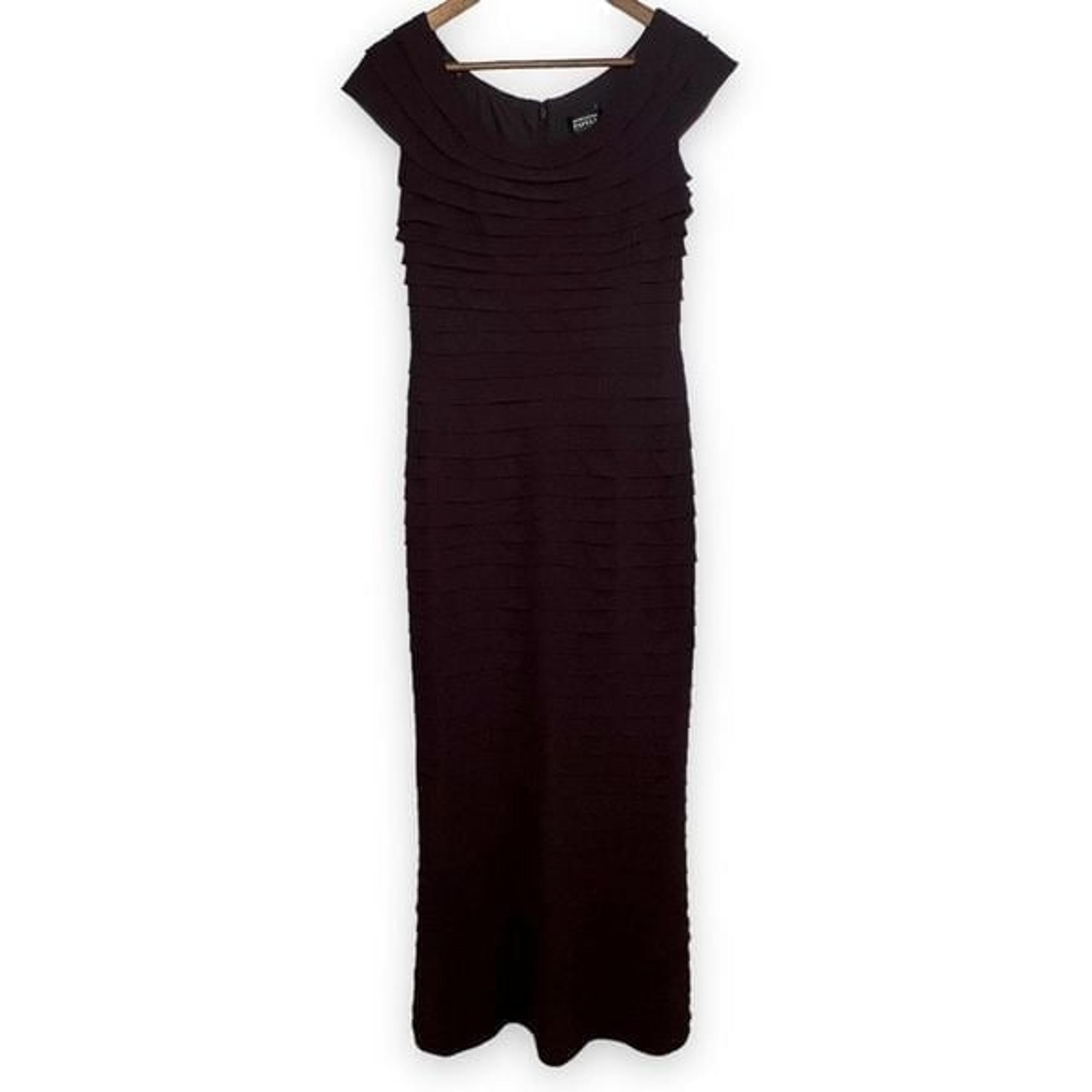 Adrianna Papell Occasions Dark Purple Brown Tiered Bandage Bodycon Maxi Dress 4