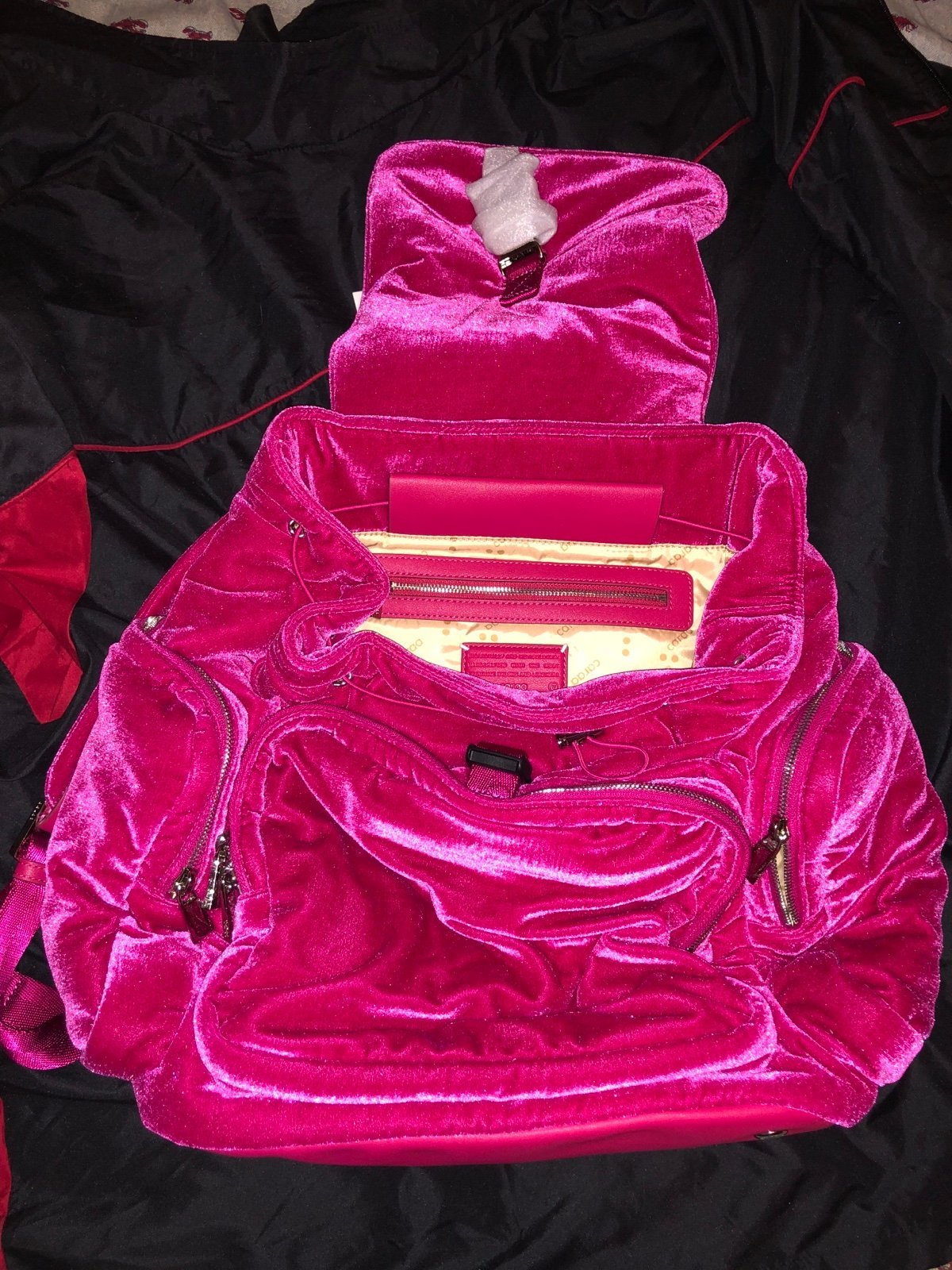Free People Caraa Velvet Cirrus Backpack Laptop Sleeve Hot Pink Very Big NWT